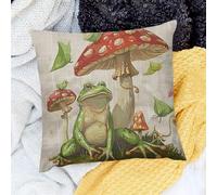 Federe per Cuscini Frogs On Mushroom Cute Leap Adorable Amphibian Animal Green Red Set of 2 Morbida Federe Confezione Arredamento Casa per