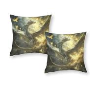 Federe per cuscini Golden Dragon, confezione da 2, cuscini standard di lusso ed economici per decorazioni primaverili per la casa, 16"x16"