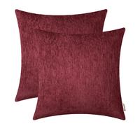 Federe per cuscini in ciniglia BRAWARM 20x20 pollici - Confezione da 2 federe per cuscini in ciniglia bordeaux tinta unita, morbide, per divano,