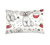 Federe per cuscini in cotone a righe bianche standard/queen size a righe con disegni di cani carini stile schizzo regali per donne uomini fundas para almohadas 50,8 x 76,2 cm Set di 2