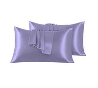 Federe per cuscini in raso VED, 2 confezioni, federe in seta per capelli e pelle con chiusura a busta, misura standard, 50x91 cm (LILLA)