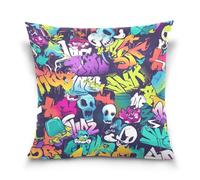 Federe per cuscini in stile graffiti con stampa indiana in stile cartone animato, decorazione per la casa per divano letto 45,7 x 45,7 cm