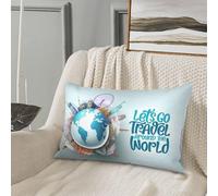 Federe per cuscini - Let's go travel around the world 40,6 x 61 cm federe per cuscini per divano letto divano con cerniera, morbide e confortevoli, per auto, camera da letto, decorazione domestica