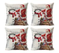 federe per cuscini natalizi in lino con albero di Natale, vecchio pupazzo di neve, decorazione per le vacanze, cuscino per la casa
