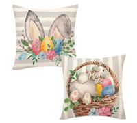 Federe per Cuscini Pasquali 45x45cm,2 Pezzi Decorative Housse de Coussin Pâques,Pasqua Fodere per Cuscini,Pasqua Stampato Federa,Motivo Coniglietto Pasquale,Per Divano Decorazione Della Casa (B)