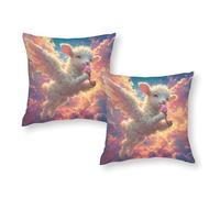 Federe per cuscini per bambini in morbida seta con motivo "Angelo che mangia gelato" per esterni e giardino, 50,8 x 50,8 cm