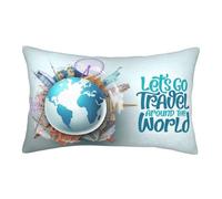 Federe per cuscini, per divano, letto, divano, con cerniera, morbide e confortevoli, per camera da letto, divano, decorazione per la casa, Let's go travel around the world