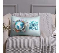 Federe per cuscini queen size, dimensioni standard 50,8 x 66 cm, Let's Go Travel Around The World, morbide e confortevoli, federe standard con cerniera