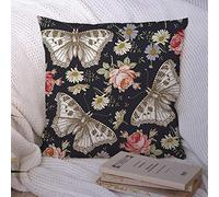 Federe per cuscini Stile Farfalle volanti Falene Design Insetti isolati Bellissimi animali Mosca nera Texture Poliestere Federa per cuscino Fodera per cuscino per divano Decorazioni per divan