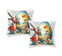 Federe per cuscini super king size con coniglietto pasquale dipinto a forma di uovo, di qualità alberghiera, regali per bambini, viaggi, 12"x12"