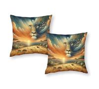 Federe per cuscini super king size con paesaggio al tramonto del Re Leone, qualità alberghiera premium, regali per bambini, viaggi, 20"x20"