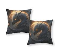 Federe per cuscino antirughe e antimacchia con motivo "Black Dragon Artwork", per capelli e pelle, 2 pezzi, 30,5 x 30,5 cm