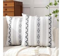 Federe per Cuscino Boho 45x45cm Federa Decorativa per Cuscino da Divano in Velluto a Righe Bianche e Nere Stile Retrò Stile Rustico Geometrico per Divano Stile Rustico