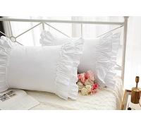Federe per cuscino con volant, per letto queen size, 76,2 x 50,8 cm, confezione da 2, in puro cotone