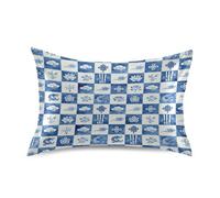 Federe per cuscino europee a scacchi blu per il corpo, 100 federe in cotone, 50,8 x 101,6 cm