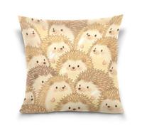 Federe per cuscino in raso beige con simpatico riccio in stile cartone animato per donne federe per cuscini per letto Home Decor per divano 45 x 45 cm