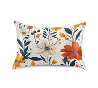Federe per cuscino in raso bianco con fiori primaverili Delphinium garofano per donne federa per capelli federa egiziana per il corpo Dimensioni standard con chiusura a busta per letto 50 x 66 cm