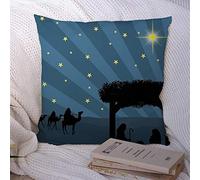Federe per cuscino Natale Nascita Avvento Notte in scena o 3 bebè Tradizionale Mangiatoia Kings Star King Desert Holidays Poliestere Federa per cuscino Fodera per cuscino per divano Decorazioni per