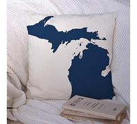 Federe per cuscino Nero Stati Uniti Michigan Silhouette Mappa Turismo Blu Contea Geografia federale Design Trasporti USA Federa per cuscino in poliestere Fodera per cuscino per divano Decorazioni pe