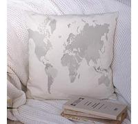 Federe per cuscino Nomi Terra Creativo Grigio Senza tutto Mappa del mondo Segni vuoti Simboli Trame bianche Atlante Federa per cuscino in poliestere Fodera per cuscino per divano Decorazioni p