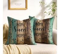 Federe per Cuscino Verde 40x40 cm in Finto Lino A Righe Home Sweet Home Black Wreath Stile Rustico Verde Kaki Marrone Set di 2 Federe per Cuscino con Cerniera Invisibile per Divano Poltrona Balcone
