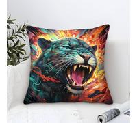 Federe quadrate stampa digitale leopardato verde con cerniera invisibile, federe impermeabili per cuscini per la casa di fattoria, dimensioni: 40 x 40 cm