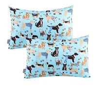 Federe UOMNY per bambini, confezione da 2, 100% cotone, per cuscini di dimensioni 33 x 45,7 cm o 30,5 x 40,6 cm, per biancheria da letto per bambini, federe per cuscini per bambini, cane/cane blu