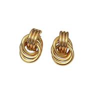Federohrringe Für Männer Klobige goldene Ohrringe für Frauen, große Knotenohrringe, geometrische Tropfenohrringe, trendiges Schmuckgeschenk Ohrstecker Aus Nylon (Gold, One Size)