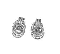 Federohrringe Für Männer Klobige goldene Ohrringe für Frauen, große Knotenohrringe, geometrische Tropfenohrringe, trendiges Schmuckgeschenk Ohrstecker Aus Nylon (Silver, One Size)