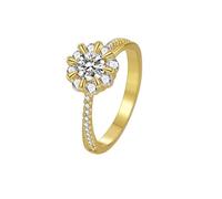 Fedi nuziali, anelli vintage in oro con moissanite rotonda bianca, regalo per San Valentino, L 1/2, Oro giallo 18 carati, Moissanite
