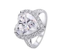 Fedi Nuziali, Anello Fidanzamento In Moissanite a Forma di Cuore Oro Bianco 18K con 5Ct Moissanite Taglia 10
