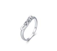 Fedi nuziali da donna, anelli da donna alla moda foglia argento Pt950 e oro bianco regalo per le donne, L 1/2, PT950