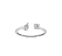 Fedi nuziali da donna, anello da donna, design aperto, con gocce d'acqua e diamanti da laboratorio da 0,25 carati, oro bianco 14 carati, misura 50 (15,9)