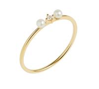 Fedi nuziali da donna, anello di fidanzamento delicato con taglio rotondo, perle in oro giallo, regalo migliore amica, compleanno, Oro giallo 14 carati, Perla