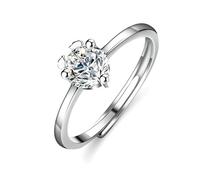 Fedi nuziali da donna, anello dichiarato di cervo con 0,5 carati, diamanti realizzati in laboratorio argento platino misura 45 (14,3)