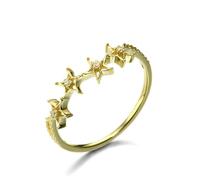 Fedi nuziali da donna, delicato anello a cinque punte con diamante in oro giallo 18 carati, regalo per mamma, 20 (19,1), Oro giallo 18 carati (750), Diamante