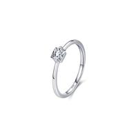 Fedi nuziali da donna, in argento, semplice, quadrato, solitario in argento 925, 14 (17,2), argento 925, Zirconia cubica