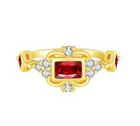 Fedi nuziali da donna in argento sterling 925, anelli dell'amicizia con zirconi rossi, anelli da sposa unici in oro da donna, Zirconia cubica