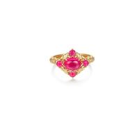 Fedi nuziali da donna in colore rosso, 9 K/14 K/18 K ovale con tormalina rubellite da 1,5 ct, misura T 1/2, non placcato, popolare per la festa della mamma, O 1/2, Oro giallo 9 carati, Tormalina