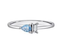 Fedi nuziali da donna in oro bianco, anello di fidanzamento o matrimonio, topazio oro 9 K/14 K, 3 x 4 mm, a forma di pera, semplice a goccia e rettangolare, con scatola portagioie, K 1/2, Topazio