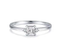 Fedi nuziali decorative per matrimonio, anelli da donna eleganti con taglio quadrato moissanite oro bianco, Oro bianco 9 K, Moissanite