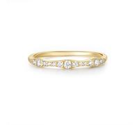Fedi nuziali decorative per matrimonio, anelli da donna mezza eternità con taglio rotondo moissanite oro giallo, Oro giallo 14 carati, Moissanite