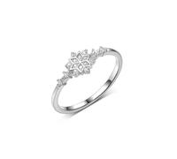 Fedi nuziali decorative per matrimonio, anelli da donna per dito medio fiocco di neve con taglio rotondo 0,015 ct, moissanite 9 K, oro bianco bianco, misura 45 (14,3)