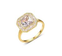 Fedi nuziali decorative per matrimonio, anello da donna, piccolo dito quadrato taglio quadrato 2 ct moissanite oro giallo 14 K, misura 62 (19,7)