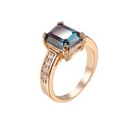 Fedi nuziali di fidanzamento di promessa 'anello di zirconia di sette colori brillanti delle donne Cerchi per Anelli per Labbra (Gold, 7)