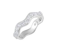 Fedi nuziali impilabili in argento Sterling 925 con motivo a onde, pietre preziose naturali, anelli per la mezza eternità, per matrimonio da J a X, L 1/2, Pietra preziosa, Cristallo al quarzo