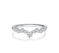 Fedi nuziali in argento, anello da donna in argento 925 a forma di V serie piccoli zirconi divertenti regali per le donne, 57 (18.1), argento 925, Zirconia cubica