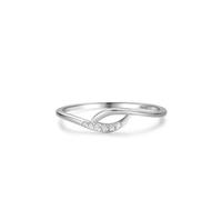Fedi nuziali in argento sterling 925, anello celebrità da donna con fiocco a croce con zirconi, forma rotonda in argento, 14 (17,2), Zirconia cubica