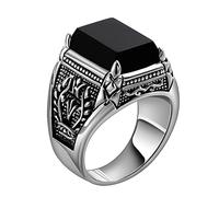 Fedi nuziali in argento Sterling, anello di fidanzamento da uomo in agata nera retrò con filigrana anello di promessa misura 7,5 - 12,5, S 1/2, Cristallo, Zirconia cubica