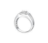 Fedi nuziali in oro bianco per uomini, fedi nuziali da uomo, rotonde solitarie con moissanite, Oro bianco 14 car, Moissanite